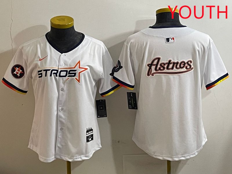 Youth Houston Astros Blank White three generations Joint Name Nike 2025 MLB Jersey style 18->youth mlb jersey->Youth Jersey